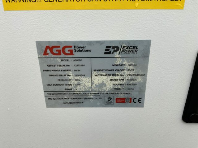 AGG AS88 D5 Power Solutions Generator (ST22387)